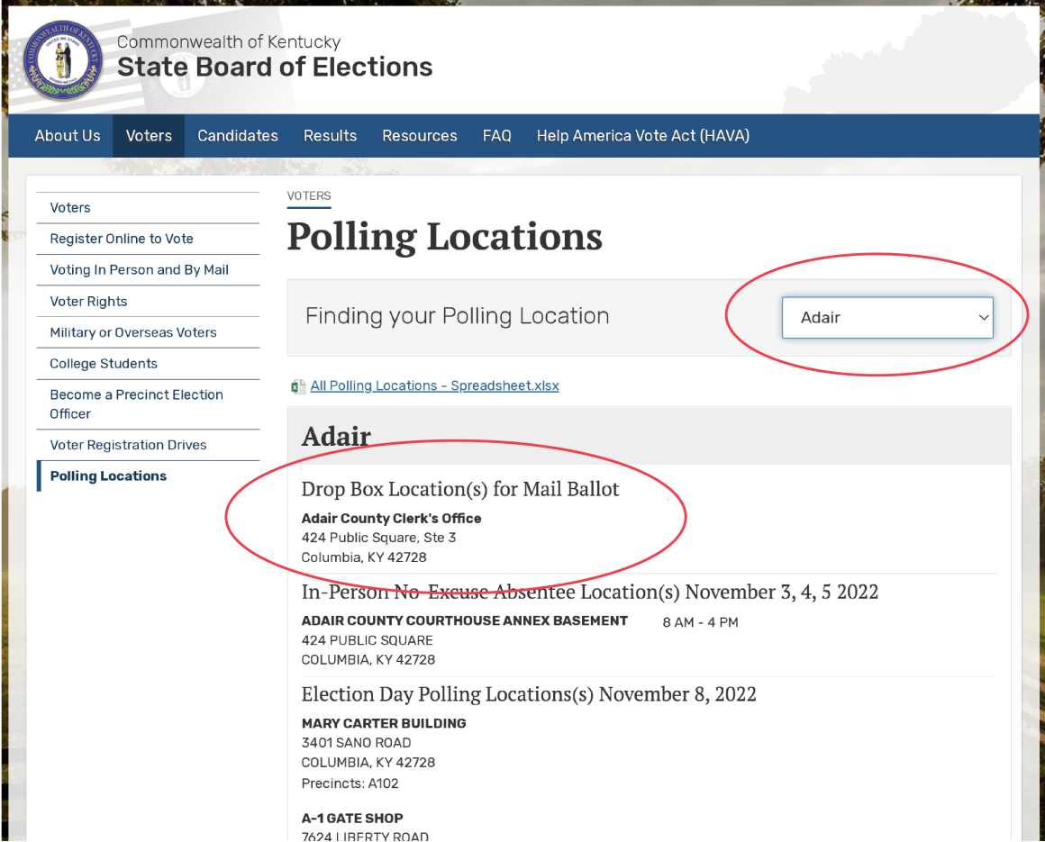 Find a Ballot Dropbox Location