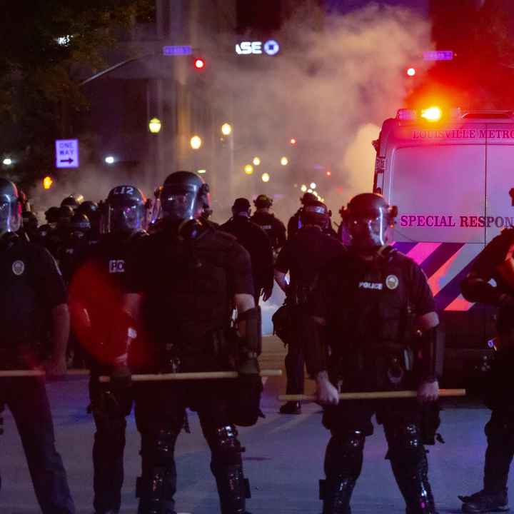 Police with Tear Gas at 2020 Black Lives Matter Protest in Louisville